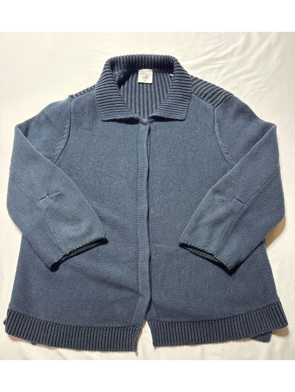 cabi Cozy Cotton Cardigan in Classic Blue - Medium